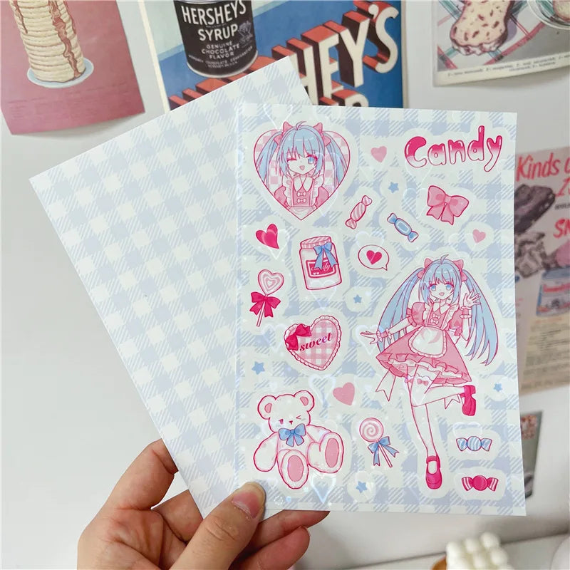 Cute Retro Comic Girl Stickers Diary Scrapbooking DIY Album Decoration Sticker Couple Aesthetic Kawaii Stationery Stick Label (ONLINE ORDER ONLY)
