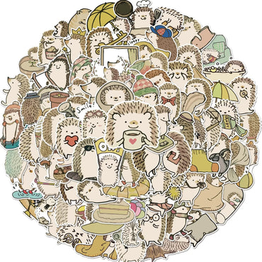 10/30/50/100pcs Cute Hedgehog Life Sticker Pack Small Self-Adhesive Decals for Photo Album, Journal, Scrapbook, Laptop Decor (ONLINE ORDER ONLY)