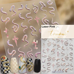 Dark Sword Coiled Snake Cross Butterfly Wing Starburst Starlight Gothic Reptile Animals Nail Art Sticker Festival Manicure Decal (ONLINE ORDER ONLY)