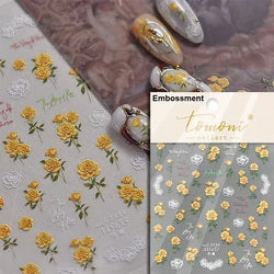 Red Azalea Rose Peony Crane Warbler Bird Fish Lily Chicken Rabbit Lobster Flower Retro Chinese Nail Art Sticker Decoration Decal (Online Order Only)