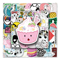 50Pcs Cartoon Waterproof Vinyl Stickers for Skateboard Snowboard (ONLINE ORDER ONLY)