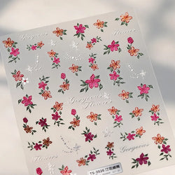 Peony Paeonia Lactiflora Rich Glory Flower Butterfly Ancient Fan Tassels Caved Window Adhesive Nail Art Sticker Manicure Decals (ONLINE ORDER ONLY)