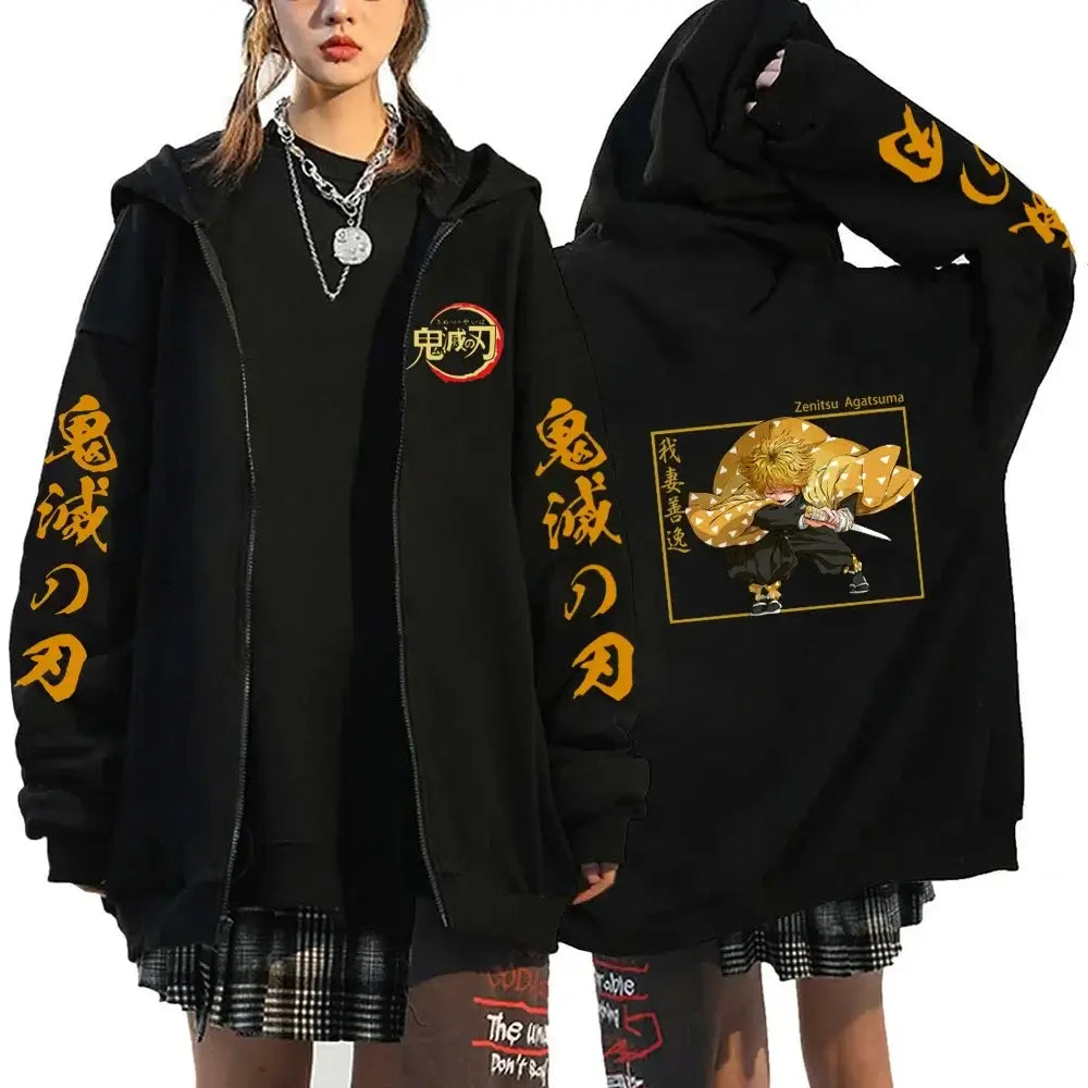 Demon Slayer Pattern Print Sweatshirt Harajuku Zipper Hoodie (ONLINE ORDER ONLY)