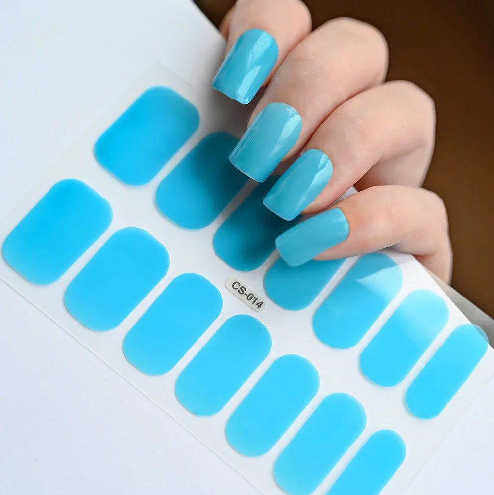 14Tips Solid Color Stickers Nail Art Supplies European & American Simple Decals Oil Film Decals Press on Nails Stickers Designer (ONLINE ORDER ONLY)