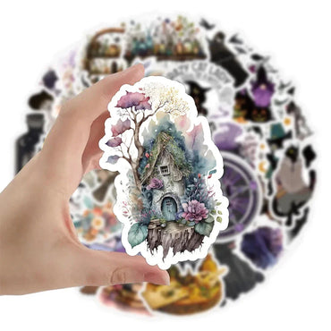 10/30/50pcs Vintage Gothic Magic World Witch Cat Anime Stickers Laptop Motorcycle Luggage Car Phone Waterproof Sticker Decals (Online Order Only)