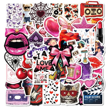 10/30/50PCS Kawaii Hot Love Sticky PVC Sticker Aesthetic DIY Colorful Decoration Scrapbooking Hand Accounting Supplies for Kids (ONLINE ORDER ONLY)