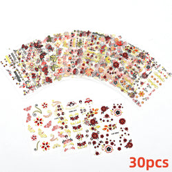 50 Sheets! 3D Flower Nail Art Stickers Decals NOT Repeat Black/White/Colorful Self Adhesive Nail Sticker Decals Random Pattern * (ONLINE ORDER ONLY)
