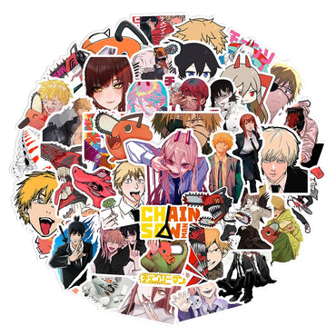 10/30/50pcs Classic Anime Chainsaw Man Cool Stickers Decals Skateboard Phone Case Guitar Cartoon Waterproof Decoration Sticker (ONLINE ORDER ONLY)