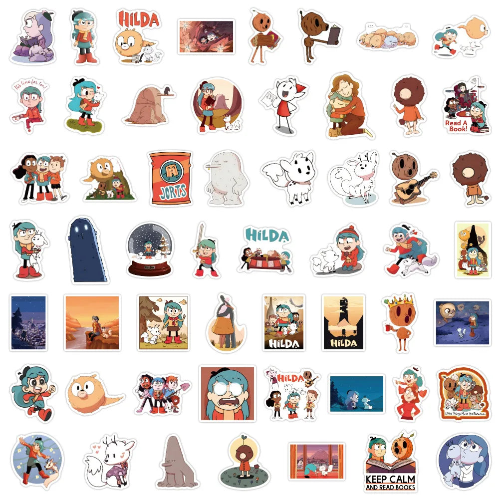 10/30/55/110PCS Hilda Stickers Funny Cartoon Stciekr Adventure Comics Decals Luggage Laptop Guitar Car Bike Skateboard Kids Toys (ONLINE ORDER ONLY)