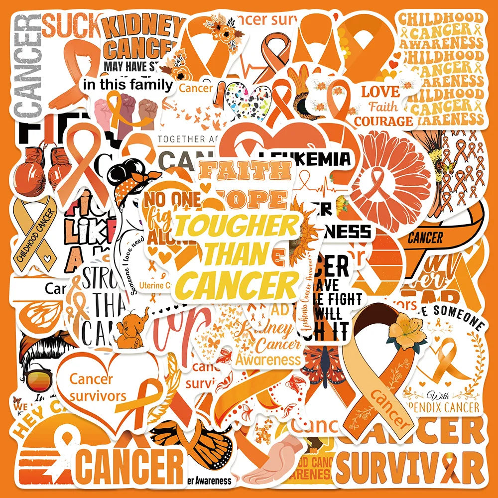 50pcs Leukemia Awareness Stickers for Helmet, Wall, DIY Decoration (Online Order Only)