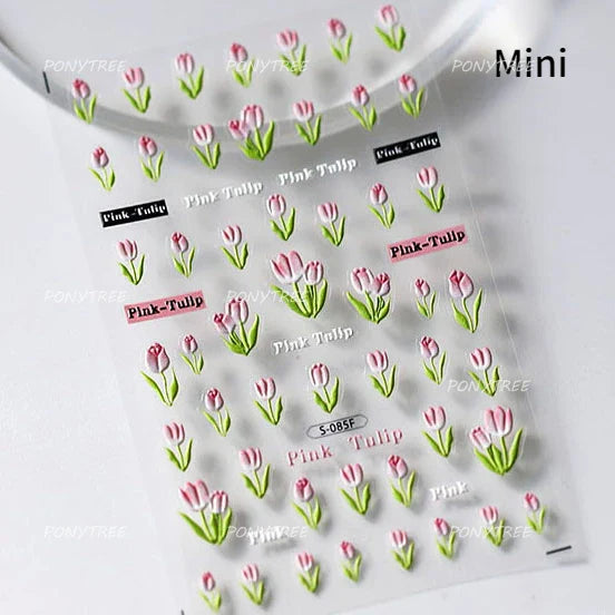 Colorful Dried Flowers Wreath Floral Plant Petal Bud Garden Charming 5D Reliefs Self Adhesive Nail Art Stickers Manicure Decals (Online Order Only)