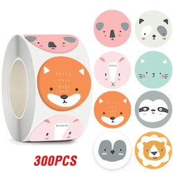 100-500pcs Cartoon Animals Sticker for Children 8 Designs Cute Thank You Scrapbooking Stationery Sealing Labels Rewards Stickers (ONLINE ORDER ONLY)