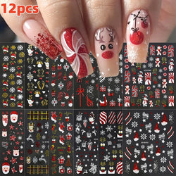 6pcs/Set Blue Gold Glitter French Design 5D Nail Stickers Curve Lines Swirls Wave Nail Sliders Reflective Flakes Decals Manicure (ONLINE ORDER ONLY)