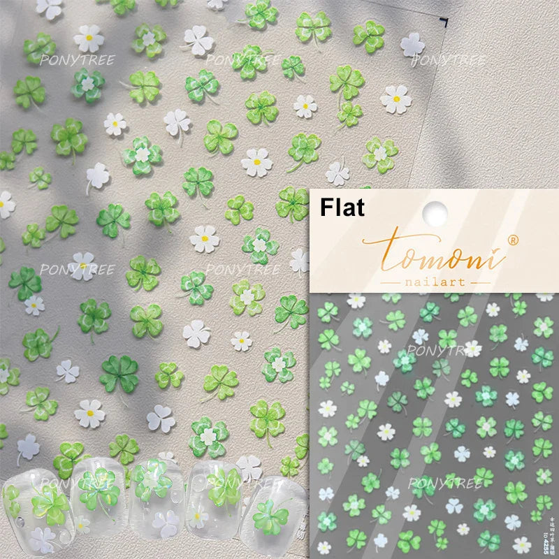 Cute Beige Yellow Pristine Fresh Daisy Flower 5D Shiny Soft Embossed Relief Charm Self Adhesive Nail Art Stickers Manicure Decal (ONLINE ORDER ONLY)