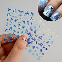 30Sheet 3D Glitter Christmas Nail Art Stickers Santa Claus Snowflake Elk Christmas Tree Design Nail Decals Cartoon Nail Supplies (Online Order Only)