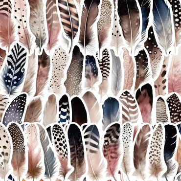 10/30/64PCS Cute Feather Stickers Aesthetic Decorative PVC Waterproof Phone Suitcase  Skateboard Notebook Phone Wall Decals Toys (Online Order Only)