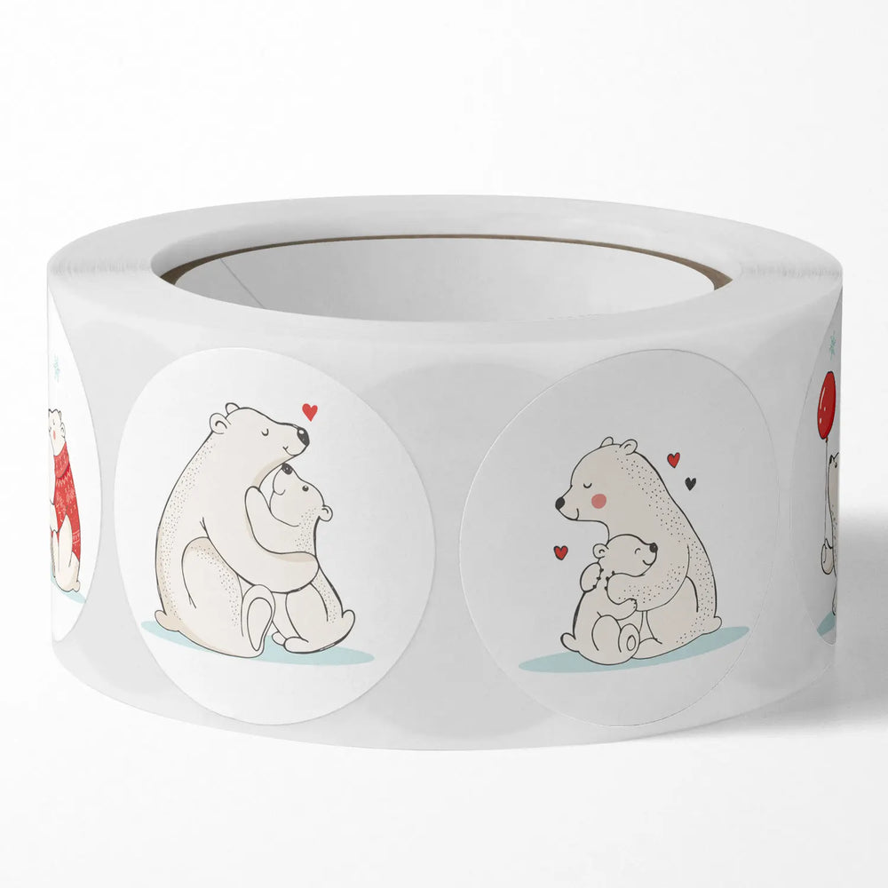 100-500 Pcs Round Cute Animal Polar Bear Party Adhesive Diy Seal Stickers Decorative Album Diary Cartoon Kawaii Label Decor (ONLINE ORDER ONLY)