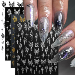 4pcs Elegant Metallic Butterfly Nail Art Stickers Holographic Silvery Chrome Effect Butterfly Sliders for Nails Manicure Decors* (ONLINE ORDER ONLY)