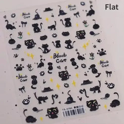 Cute Cat Eye Fishbone Animals Leopard Cat Ginger Cat Kitten Exclamation Point Paw Self Adhesive Nail Art Sticker Manicure Decals (ONLINE ORDER ONLY)