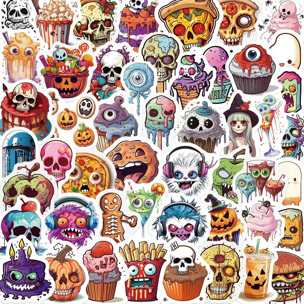 50PCS Halloween Horror Graffiti Stickers Waterproof PVC DIY Luggage Refrigerator Guitar Phone (Online Order Only)