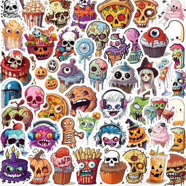 50PCS Halloween Horror Graffiti Stickers Waterproof PVC DIY Luggage Refrigerator Guitar Phone (Online Order Only)