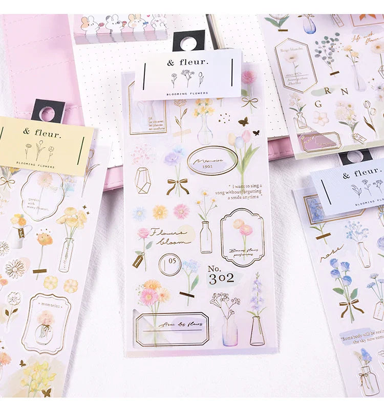 2pcs Japanese Cute Bear Strawberry Flower Landscaping Stickers Scrapbooking Junk Journal Planner Collage Material Stationery (ONLINE ORDER ONLY)