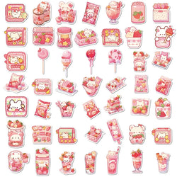 10/30/50PCS Cute Pink Food PVC Sticker Aesthetic Children's Decoration Scrapbooking Korean Stationery School Supplies for Kids (ONLINE ORDER ONLY)