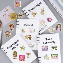 50Pcs Mystery Labels Stickers Retro DIY Aesthetics Waterproof Decals For Suitcase Scrapbooking Laptop Sticker (Online Order Only)