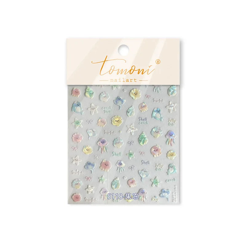Ray Fish Shell  Conch Water Bubbles Octopus Starfish Mermaid Jellyfish Otter Dolphin Nail Art Decorations Sticker Manicure Decal (ONLINE ORDER ONLY)