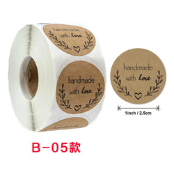 50-500pcs Round Natural Kraft Handmade Thank You Stickers Scrapbooking For Gift Baking Package Adhesive Sticker Seal Labels (ONLINE ORDER ONLY)