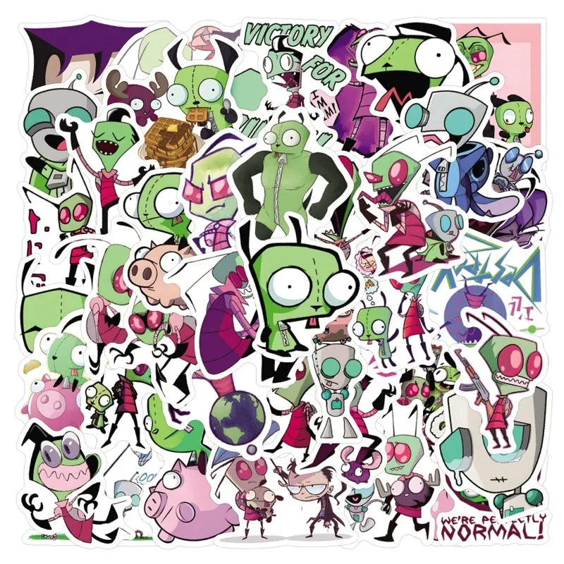 55pcs Invader Zim Stickers for Laptop, Phone, Water Bottle, Suitcase, and More (ONLINE ORDER ONLY)