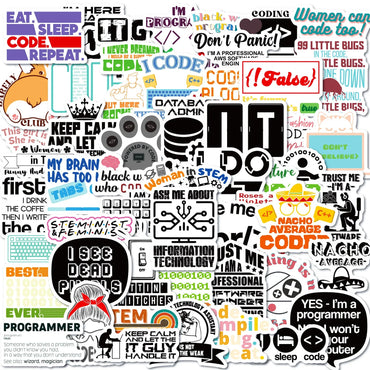 10/50pcs Cool Engineer Programming Network Code Hacker Stickers Vinyl Decals DIY Computer Laptop Helmet Cool Programmer Sticker (Online Order Only)