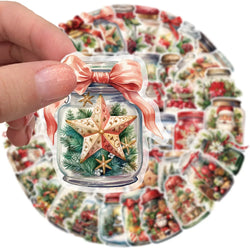10/50PCS Cute Christmas Wishing Bottle Stickers Cartoon Santa Claus Decals Party Decoration Laptop Phone Luggage Fridge Gifts (ONLINE ORDER ONLY)