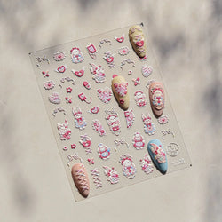 Bunny Love Heart Rabbit Nurse Cut Wound Bowknot Pill Flower Medicine Treatment Self Adhesive Nail Art Stickers Manicure Decals (ONLINE ORDER ONLY)