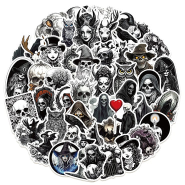 10/50Pcs Gothic Darkness Witch Horror Skull Stickers Aesthetic For Luggage Laptop Water Bottle Notebook Waterproof Vinyl Decals (ONLINE ORDER ONLY)