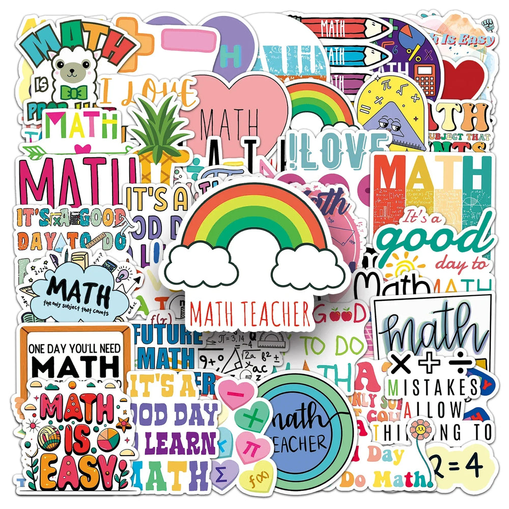 50Pcs Math Cartoon Waterproof Vinyl Stickers for Skateboard Snowboard (ONLINE ORDER ONLY)