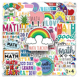 50Pcs Math Cartoon Waterproof Vinyl Stickers for Skateboard Snowboard (ONLINE ORDER ONLY)