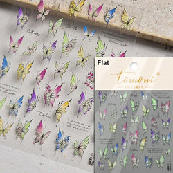 Charming Golden Gradient Shiny Rhinestone Jelly Butterfly Flower Petal Bowknot 3D Self Adhesive Nail Art Sticker Manicure Decals (ONLINE ORDER ONLY)