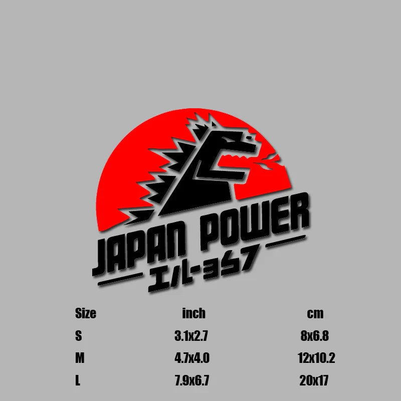 JAPAN POWER Japanese Dinosaur Gozila sticker,JDM cartoon decal High Quality And Durable Automobiles Exterior Accessories (ONLINE ORDER ONLY)