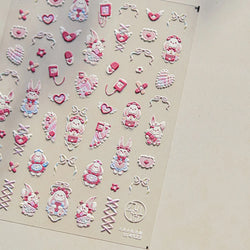 Bunny Love Heart Rabbit Nurse Cut Wound Bowknot Pill Flower Medicine Treatment Self Adhesive Nail Art Stickers Manicure Decals (ONLINE ORDER ONLY)