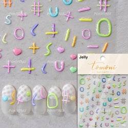 Colourful Graffiti Round Dot Line Water Droplet Cute Comma Geometric Jelly 5D Self Adhesive Nail Art Stickers Manicure Decals (Online Order Only)