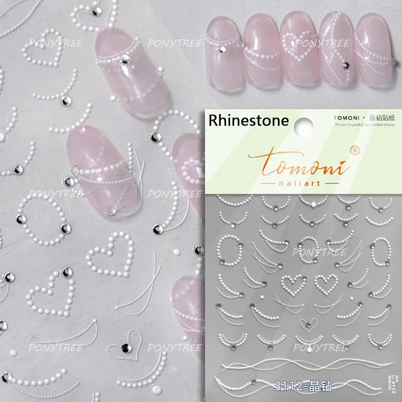 Gold Silver Line Irregular Shape Shiny Rhinestone 5D Bronzing Soft Relief Self Adhesive Nail Art Stickers Nail Decoration Decals (ONLINE ORDER ONLY)