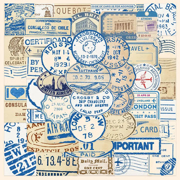 10/50pcs Vintage Postmark Travel Stickers Retro Letterhead Stamp Seal Decals DIY Suitcase Luggage Trolley Case Graffiti Sticker (Online Order Only)