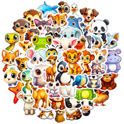 50pcs Cute Animal Stickers with Big Eyes Waterproof Vinyl Decals DIY Laptops Water Bottles Phones Decorative Stickers Kids Toy (Online Order Only)