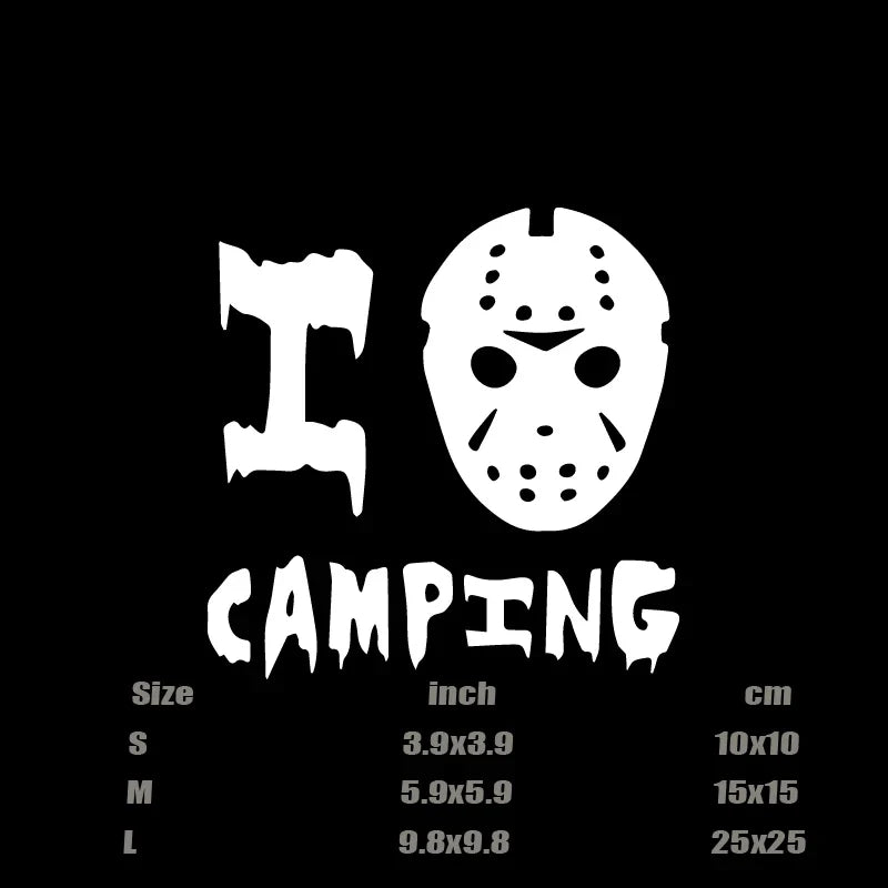 "CAMPING"Stickers,mask  jason creative funny decal high quality sticker for cars trucks motorcycles &laptops! (ONLINE ORDER ONLY)