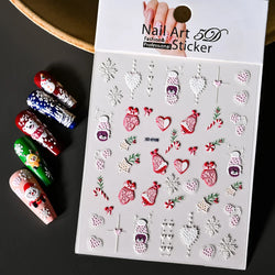 Cute Deer Christmas Nail Stickers 5D Embossed Elk Star Gingerbread Man Snowflake Santa Claus Holly DIY Winter Engraved Manicure* (ONLINE ORDER ONLY)