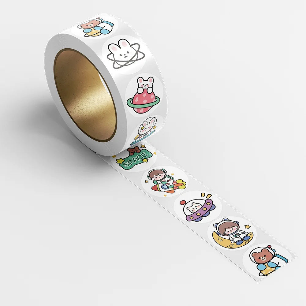 100-500Pcs 2.5cm Korean Cute Animal Stickers Roll for Envelope Praise Reward Student Kid Work Label Kawaii Stationery Seal Lable (Online Order Only)