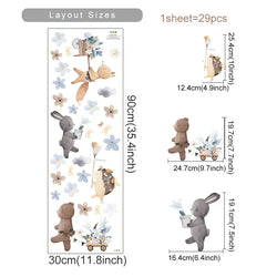 Cute Cartoon Animal Wall Stickers: Rabbits, Foxes, Bears Nursery Decor (ONLINE ORDER ONLY)