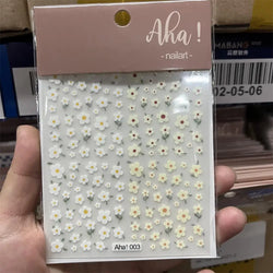 Japanese Style Little Daisy 3D Nail Stickers Summer White Florals Petals Flowers Back Glue Decals Cute Five Petals Manicure Tips (ONLINE ORDER ONLY)