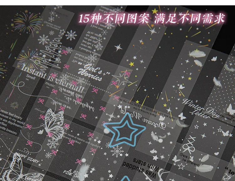 30pcs/pack Korean PET Transparent Sealing Decorative Stickers Cute Sticker for Idol Card Collage Material Journal DIY Decoration (ONLINE ORDER ONLY)
